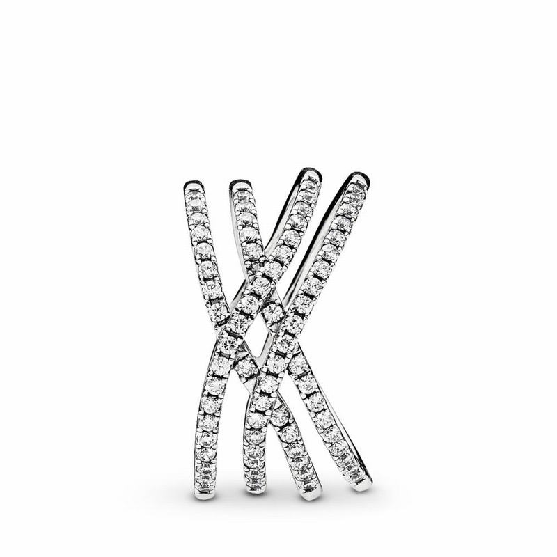 Pandora Cosmic Lines Statement Ring - Sterling Silver/Cubic Zirconia - Canada | KC4054AS